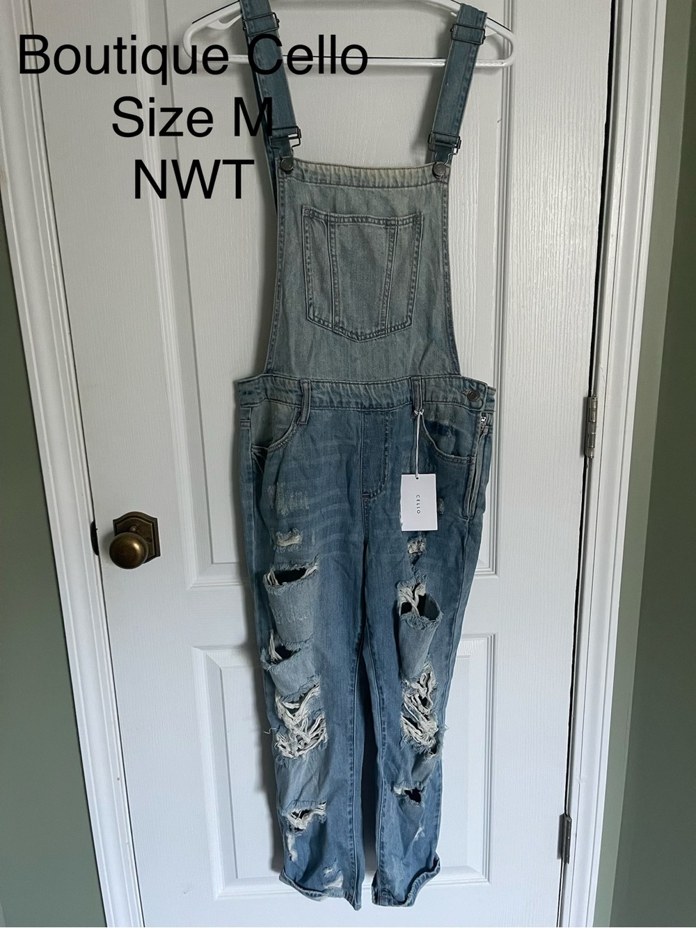 Cello Light Blue Distressed Women’s Denim Overalls